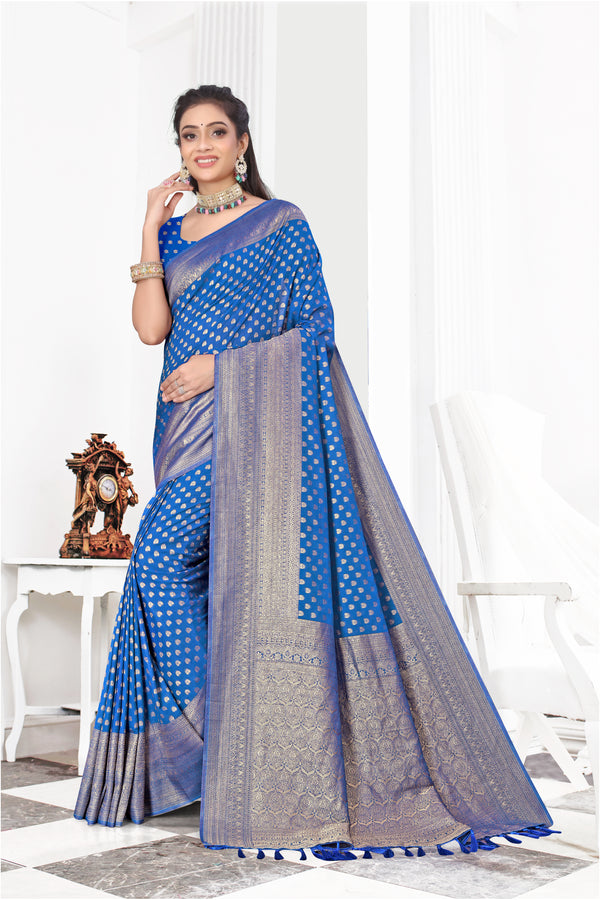New Gorgeous Party Wear Zari Weaving Viscose Chiffon Banarasi Silk Saree