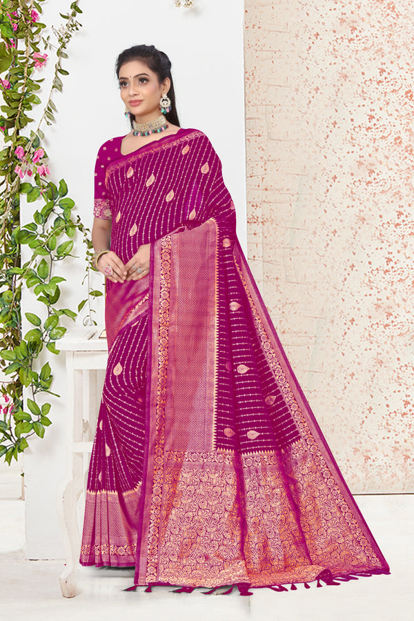 Latest Wedding Wear Fancy Lines and Butta Viscose Georgette Banarasi Silk Saree